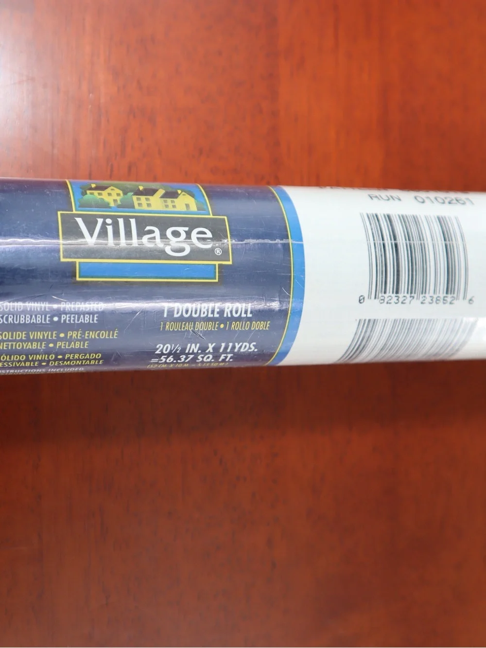 Village Vinyl Double Roll Wallpaper - Navy & White